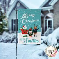 LittlePeonyCo Personalized Christmas Garden Flag - Christmas Friends Garden Flag