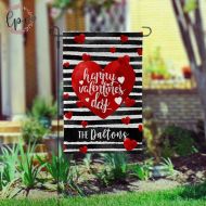LittlePeonyCo Personalized Valentines Day Garden Flag - Fun Hearts and Stripes Names Yard Flag