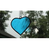BPGLASSCREATIONS Turquoise Heart, Stained Glass Suncatcher