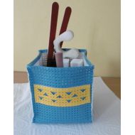 /Latelierdedaelounie Basket for bathroom lacquered perforated vinyl blue and yellow