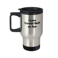 /ReddyNowDesign Irish Coffee Travel Mug - I Love Corned Beef on Rye - Irish gift ideas, St Patricks Day gift ideas