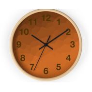 DoubleHueArt Rustic Orange Wall Clock - Brown Numbers