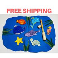 /WoodiBag Baby Gift Fishing Toy Wooden Toddler Present Toddler Magnet Fishing Toys Fish Kids Fishing Set Ocean Animals Wooden Fish Eco Friendly Toy