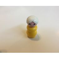 CPJCollectibles Vintage Fisher Price Little People Figure 1960s 70s Fisher Price Teacher with Grey Hair Yellow Dress, Teacher Little People Figure Lot 2