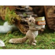 MiniaturExpressions Little Squirrel Carrying Books - Miniature Fairy Garden Supply