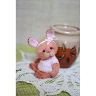 /ToysTeddyXolli Bunny Mila 3,9 inch handmade toy Teddy toy birthday gift interior toy soft toy miniature