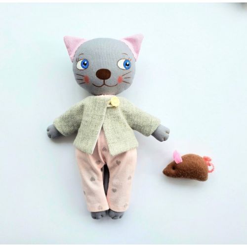  MyAngelDolls Handmade Kitty, Cat Toy, Play Set Toys, Stuffed Kitty Doll, Handmade Cat for Girl or Boy, Rag Doll, Cat Doll