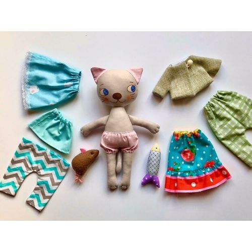  MyAngelDolls Handmade Kitty, Cat Toy, Play Set Toys, Stuffed Kitty Doll, Handmade Cat for Girl or Boy, Rag Doll, Cat Doll