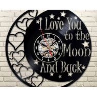 Veranikaz5go I Love You To The Moon And Back Vinyl Record Wall Clock Modern Savage Garden Song Gift For Fan Wall Clock Vintage Birthday Gift For Men
