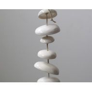 Mudpuppy Moon wind chimes organic hanging disc bells garden sculpture in Gloss White - Half Stack