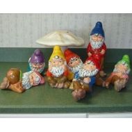 Donnasmailboxes 7 Ceramic Garden Gnomes with Large Mushroom