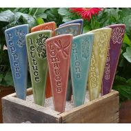 FiredintheFoothills 3 Plant Markers - Ceramic Herb & Vegetable Garden Markers - You pick your set of 3 ceramic garden stakes - plant markers- READY TO SHIP