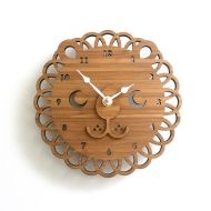 Decoylab Modern Lion Bamboo Wall Clock, Wooden Clock, Kids Room Decor