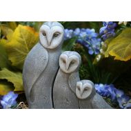 /PhenomeGNOME Concrete Bird Statues, Set of 3 Owls, Sweet Owl Family Trio Outdoor Sculpture
