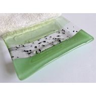 /Large Fused Glass Soap Dish in Mint and Pale Green by BPRDesigns
