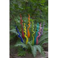 Oberini Three Hand Blown Glass Garden Art Plant Stake 24 inches tall FREE SHIPPING