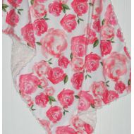 LittleNecessities floral baby blanket | crib blanket | peony minky blanket | floral minky blanket | pink blanket | crib bedding | minky baby blanket
