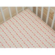 LittleNecessities arrow crib bedding- arrow crib sheet- coral crib sheet- peach crib sheet- mini crib sheet- coral baby bedding, triangle crib sheet