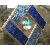 Ravenglassgirl Stained Glass Suncatcher Blues with blue crystal