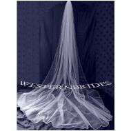 /WESTERNBRIDE White, ivory or Diamond white Bridal Wedding Cathedral veil with Swarovski crystals and pencil edge