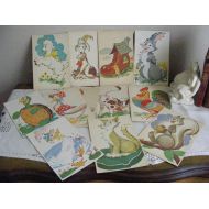 Violetsandgrace Vintage 1950s Lacing Sewing Cards 12 Animals Storybook Childrens Toy Game
