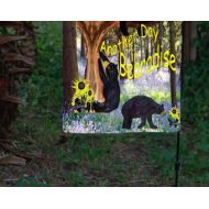 Maremade Another Day in Bearadise Black bear Garden Flag from art. Available in 2 sizes