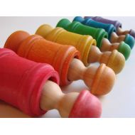 /MamaMayI Hide N Seek Neighborhood Toddler Playset - A Montessori and Waldorf Inspired Rainbow Wooden Toy