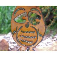 Dwcmetals Owl Garden Stake - Rustic Backyard Hoot Owl - Fat owl yard decor - wise owl yard stake - hoot owl driveway marker - metal bird art