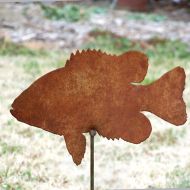 Dwcmetals Metal bass stake - Metal fish sculpture - Bass yard marker - Fish garden stake - Rusty bass - Metal fish on stake - Rustic bass decor