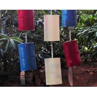 StarlingInk Patriotic Silverware Windchime - Red, White and Blue Recycled Wind Chimes - 4th July