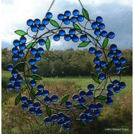 LinksStainedGlass Stained Glass Berry Wreath Sun Catcher