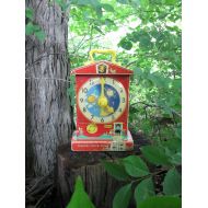 AtomicPutz Fisher Price Music Box Teaching Clock Vintage Toy 1960s Retro Distressed