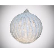 Zionkittyartglass HAND BLOWN GLASS Christmas Ornament Suncatcher Ball White Snowdrift