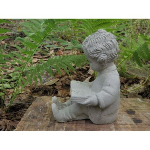  MillineryFlowers Cement 6 Tall Boy Reading Book Child Garden Art Statue Concrete