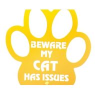 Swenproducts Hand Made Beware My Cat Has Issues Yellow Yard Art *NEW*