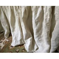 Cottageandcabin Gathered Linen Bed Skirt-Casual Washed Linen Bedding-King Bed Skirt in Washed Antique White Linen-18 Drop Length-Other Sizes Available