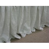 Cottageandcabin Extra Long Washed Linen Gathered Bedskirt or Extra Long Gathered Bedskirt Panel Separates