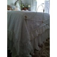 /Cottageandcabin Washed Linen Ruffled Duvet---Full Bed Size Ruffled Linen Duvet---Vintage White Duvet in Washed Linen-White Linen Bedding