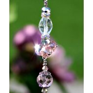 Greenwillowpond Crystal Car Charm - Pink Beaded Suncatcher - Crystal Prism Sun catcher - Ornament Fan Light Pull - Gift for Her