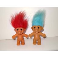 /DixieAntiques Pair of Russ Troll Dolls Blue and Red Hair Made in China Vinyl Toys and Games Toys Dolls Play Sets Toy Figures Dolls Vintage Dolls