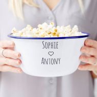 /SophiaVictoriaJoy Couples Enamel Personalised Popcorn Bowl