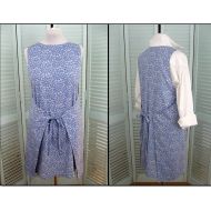 /MessyMessyMe Dottie Angel Wrap Apron Dress Smock-Blue Floral- Size Med