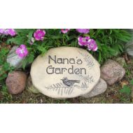 Poemstones Nanas Garden stone sign. Handmade ceramic plaque for Nana. Rustic Outdoor decor. Bird Garden art, Nanas Garden Sign