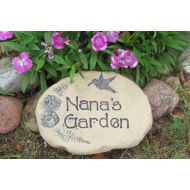 Poemstones Nana garden stone Hummingbird garden sign. Gardening gift for Nana. Hand stamped Plant marker. Ceramic art. 6 x 8 Handmade garden plaque