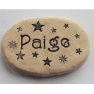 Poemstones Garden Stones with childrens names. Personalized Children name stones garden decor with stars / crescent moon. Rustic home decor