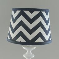 BabyMilanBedding Small Navy White Chevron lamp shade with accent Navy blue.