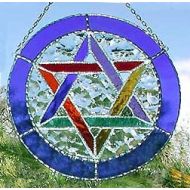 StainedGlassDelight Stained Glass Suncatcher, Jewish Star of David, Judaica Sun Catcher, Jewish Gift, Bar Mitzvah, Stained Glass Sun-Catcher - 8, 9573-BL-MC