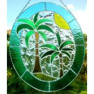 StainedGlassDelight Stained Glass Suncatcher, Tropical Coconut Tree, Stained Glass Sun Catcher, Tropical Decor Suncatcher, Glass Art, Glass Suncatchers, 9539