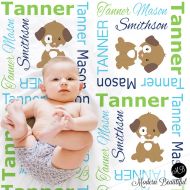 /ModernBeautiful Puppy blanket for baby boy- personalized blanket- puppy blanket- boy baby blanket- baby shower gift- swaddling, receiving blanket PuppyB1