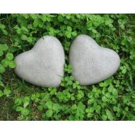 WestWindHomeGarden Garden Heart Decor, Pair Of Concrete Hearts For Flower Beds, I Love You, Memorial Marker Or Remembrance Stone, Garden Stones, Cement Hearts